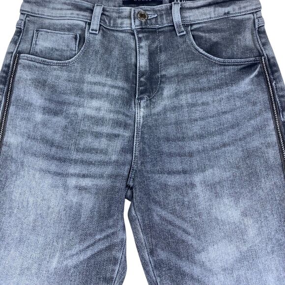 GUESS High-Waist Skinny Jeans Women’s Size 16 Gray Wash Distressed Hem Slim Fit - Picture 4 of 9